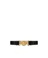 Versace La Medusa Leather Wide Belt In Black
