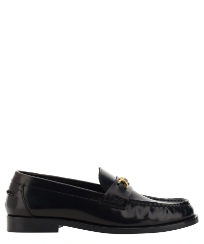 Versace Medusa Chain Leather Loafers In Multicolor