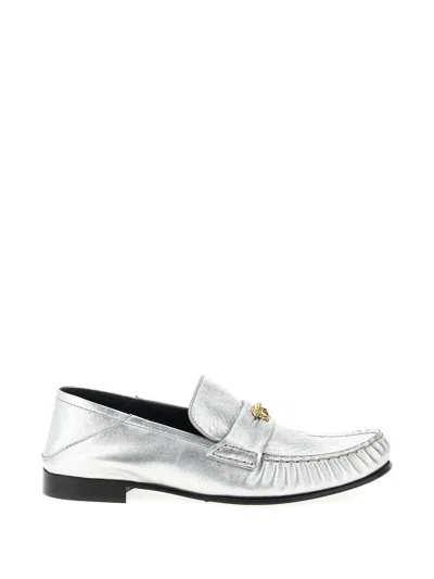 Versace La Medusa Loafers In Silver