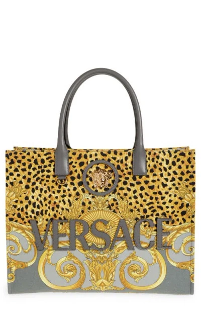 Versace La Medusa Logo Cotton Canvas Tote