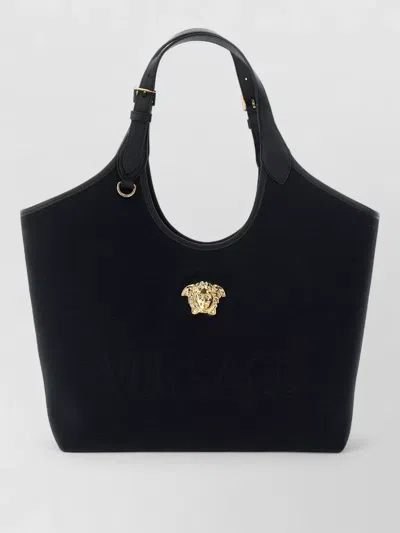 Versace La Medusa Medium Tote Bag Top Handle In White