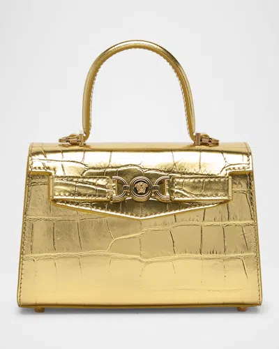 Versace La Medusa Metallic Croc-embossed Bag