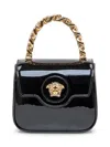 Versace Medusa Patent Chain Top-handle Crossbody Bag In Black