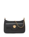 Versace La Medusa Mini Leather Crossbody Bag In Black