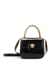 Versace La Medusa Mini Bag In Patent Leather In Nero E Oro