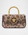 Versace La Medusa Mini Beaded Top-handle Bag In Black