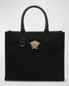 Versace La Medusa Mini Canvas Tote Bag In Black