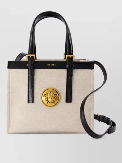 Versace La Medusa Mini Leather Clutch Bag In Purple
