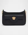 Versace La Medusa Mini Leather Crossbody Bag In Black