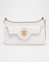 Versace La Medusa Mini Leather Crossbody Bag In Optical-white