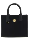 Versace La Medusa Canvas Small Tote Bags In Black