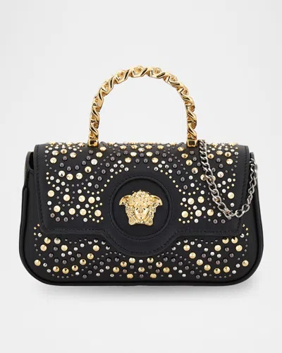 Versace La Medusa Mini Studded Leather Top-handle Bag