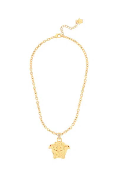 Versace La Medusa Necklace With Crystals In Oro