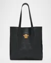 Versace La Medusa North-south Leather Tote Bag In Black