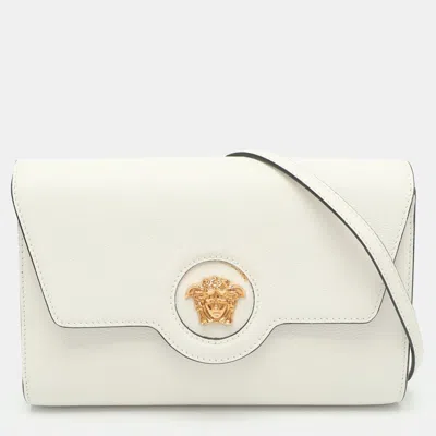 Pre-owned Versace La Medusa Onesize White Leather Crossbody Bag