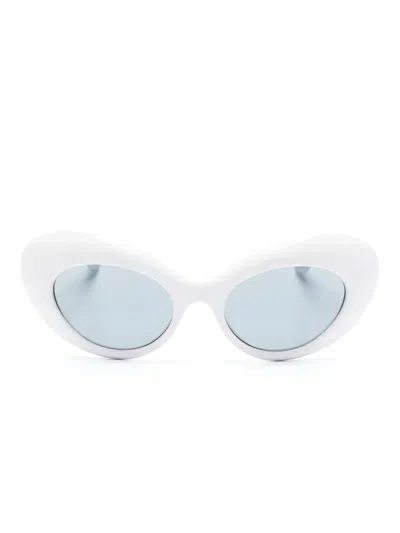 Versace La Medusa Oval-frame Sunglasses In White