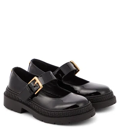 Versace Kids' La Medusa Patent Leather Mary Jane Flats In Black