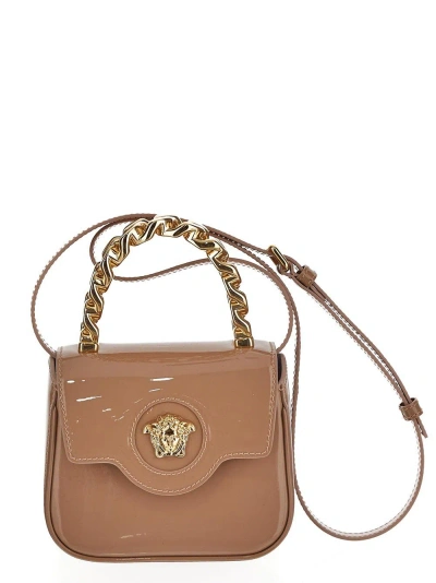 Versace La Medusa Patent Mini Bag In Pink