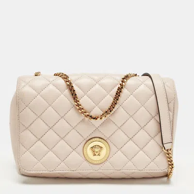 Pre-owned Versace La Medusa Pink Quilted Leather Shoulder Bag