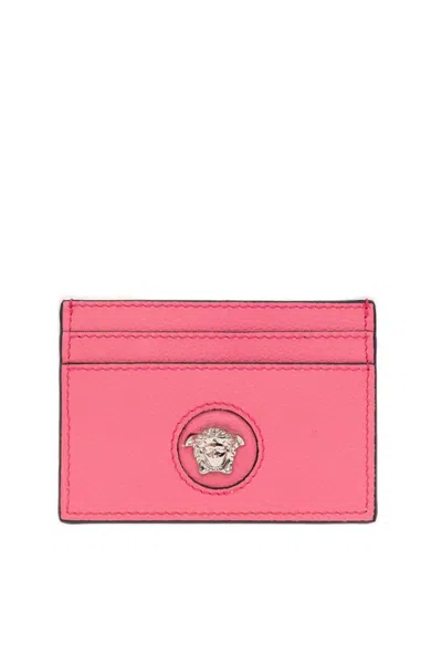 Versace La Medusa Plaque Cardholder In Pink