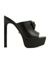 Versace 140mm Medusa Leather Platform Mules In Black