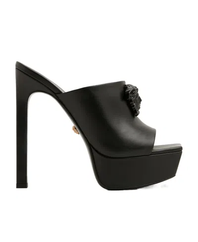 Versace La Medusa Platform Mules In Black