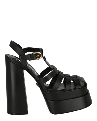 Versace La Medusa Platform Sandals In Black