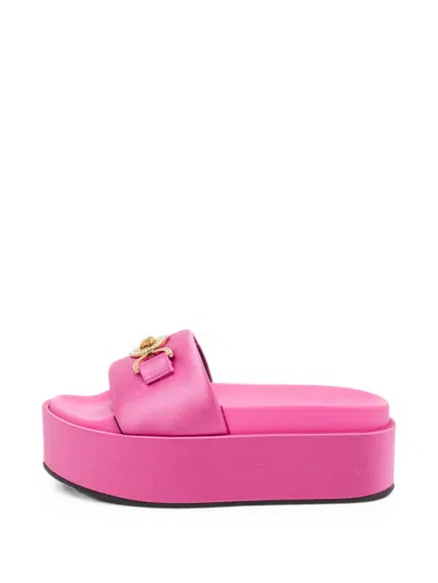 Pre-owned Versace La Medusa Platform Sandals In Pink