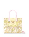 Versace La Medusa Printed & Embroidered Canvas Tote In Pink