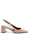 Versace Embellished Patent-leather Slingback Pumps In Pink