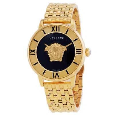 Pre-owned Versace La Medusa Quartz Black Dial Ladies Watch Ve2r00322