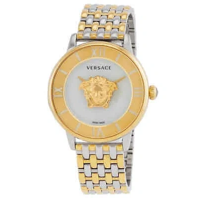 Pre-owned Versace La Medusa Quartz Silver Dial Two-tone Ladies Watch Ve2r00222