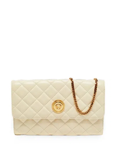 Pre-owned Versace La Medusa Quilted Clutch Bag In Neutrals