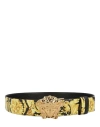 Versace La Medusa Reversible Leather Belt Man Belt Multicolored Size 39.5 Calfskin In Fantasy