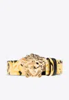 Versace La Medusa Reversible Leather Belt In Yellow