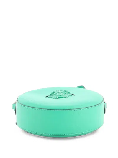 Pre-owned Versace La Medusa Round Camera Bag Leather Small Crossbody Bag In Green
