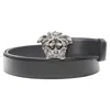 Versace La Medusa Ruthenium Silver Buckle Leather Belt In Black