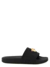 Versace Black Sandals With Medusa Plaque On The Front