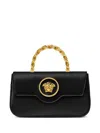 Versace La Medusa Foldover Shoulder Bag In Black