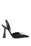 Versace 'la Medusa' Satin Slingback In Black