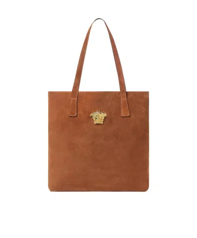 Versace La Medusa Shopper Bag In Brown