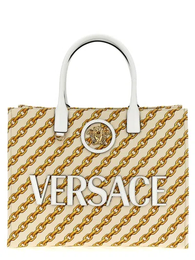 Versace 'la Medusa' Shopping Bag In Neutral