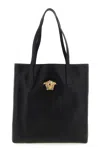 Versace La Medusa North-south Leather Tote Bag In Black