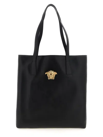 Versace Medusa Head Motif Tote Bag In Black