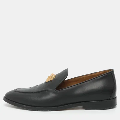 Pre-owned Versace La Medusa Size 42 Black Leather Loafers