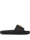 Versace Black Sandals With Medusa Plaque On The Front In Black
