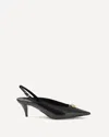 Versace Leather Slingback With Medium Heel In Black