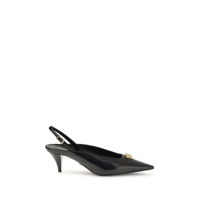 Versace La Medusa Slingback Pumps In Black