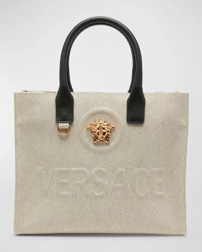 Versace La Medusa Small Canvas Tote Bag