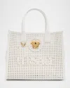 Versace La Medusa Small Cutout Leather Tote Bag In White